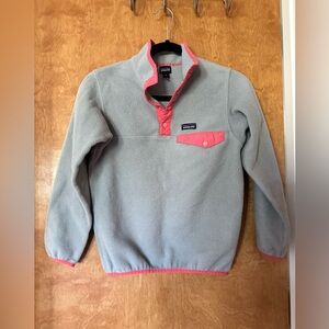 Patagonia Girls Fleece Jacket in Gray and Pink Size 10